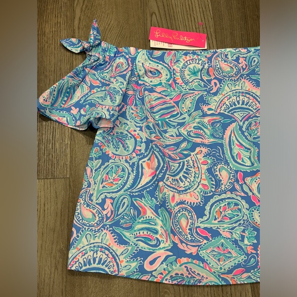 COPY - NWT Lilly Pulitzer Top Tamara Off-the-Shoulder Blue Pink Fish Women’s Si… - Picture 4 of 14